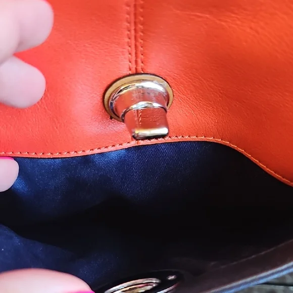 Coach 2013 Park Colorblock Carrie Tote Orange Blue Brown - Picture 10 of 14